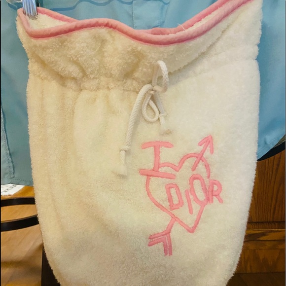 DIOR 2005 Terry cloth towel drawstring bag💝